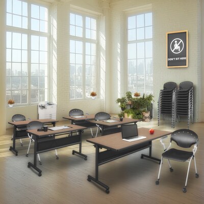 Regency Rico Plastic Classroom Training Stacking Chair, Black, 4/Pack (K306-BK-4PK)