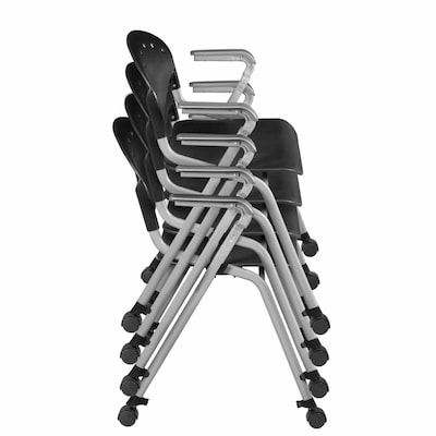 Regency Rico Plastic Classroom Training Stacking Chair, Black, 4/Pack (K306-BK-4PK)