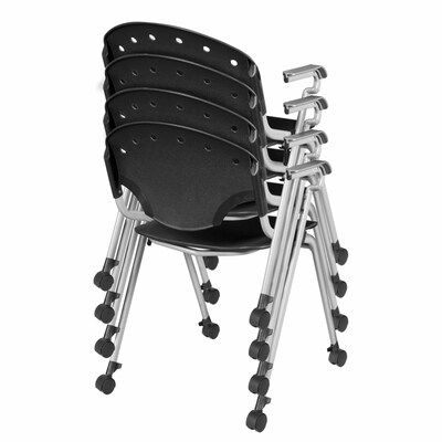Regency Rico Plastic Classroom Training Stacking Chair, Black, 4/Pack (K306-BK-4PK)