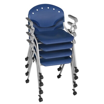 Regency Rico Plastic Classroom Training Stacking Chair, Navy Blue, 4/Pack (K306-NV-4PK)
