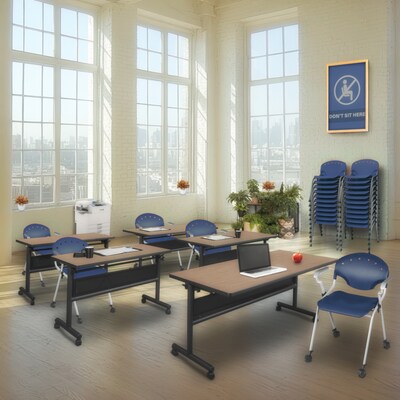 Regency Rico Plastic Classroom Training Stacking Chair, Navy Blue, 4/Pack (K306-NV-4PK)