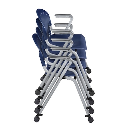 Regency Rico Plastic Classroom Training Stacking Chair, Navy Blue, 4/Pack (K306-NV-4PK)
