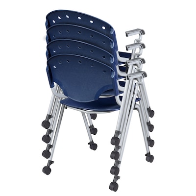 Regency Rico Plastic Classroom Training Stacking Chair, Navy Blue, 4/Pack (K306-NV-4PK)