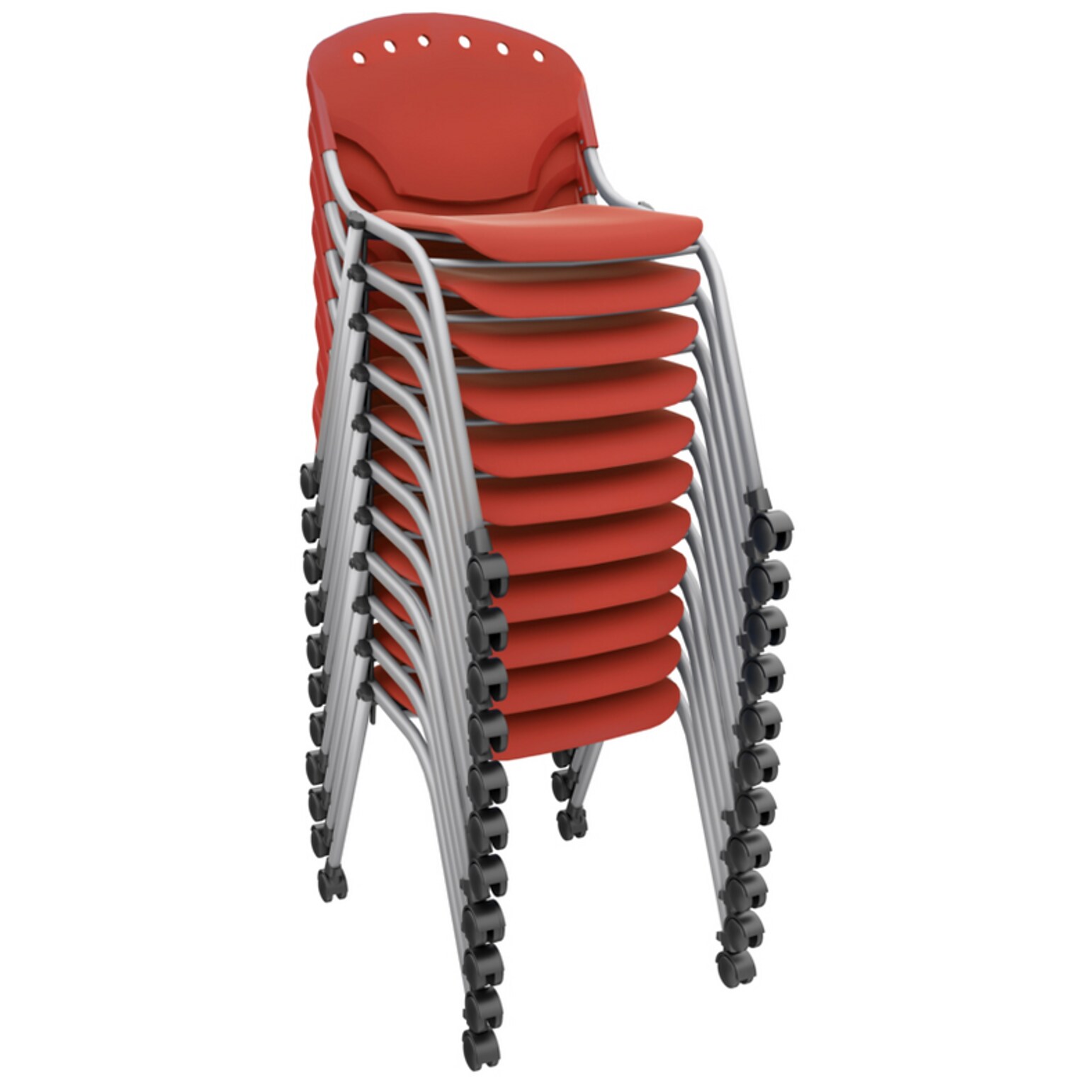 Regency Rico Plastic Classroom Training Stacking Chair, Red, 11/Pack (K305-RD-11PK)