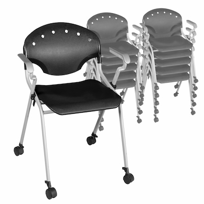 Regency Rico Plastic Classroom Training Stacking Chair, Black, 11/Pack (K306-BK-11PK)