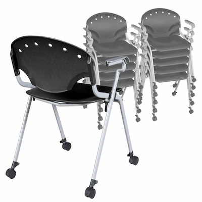 Regency Rico Plastic Classroom Training Stacking Chair, Black, 11/Pack (K306-BK-11PK)