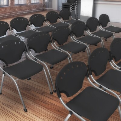 Regency Rico Plastic Classroom Training Stacking Chair, Black, 11/Pack (305-BK-11PK)
