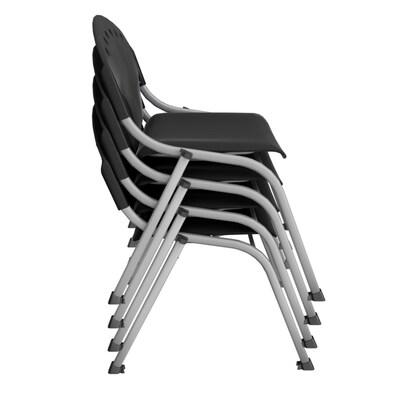 Regency Rico Plastic Classroom Training Stacking Chair, Black, 4/Pack (305-BK-4PK)