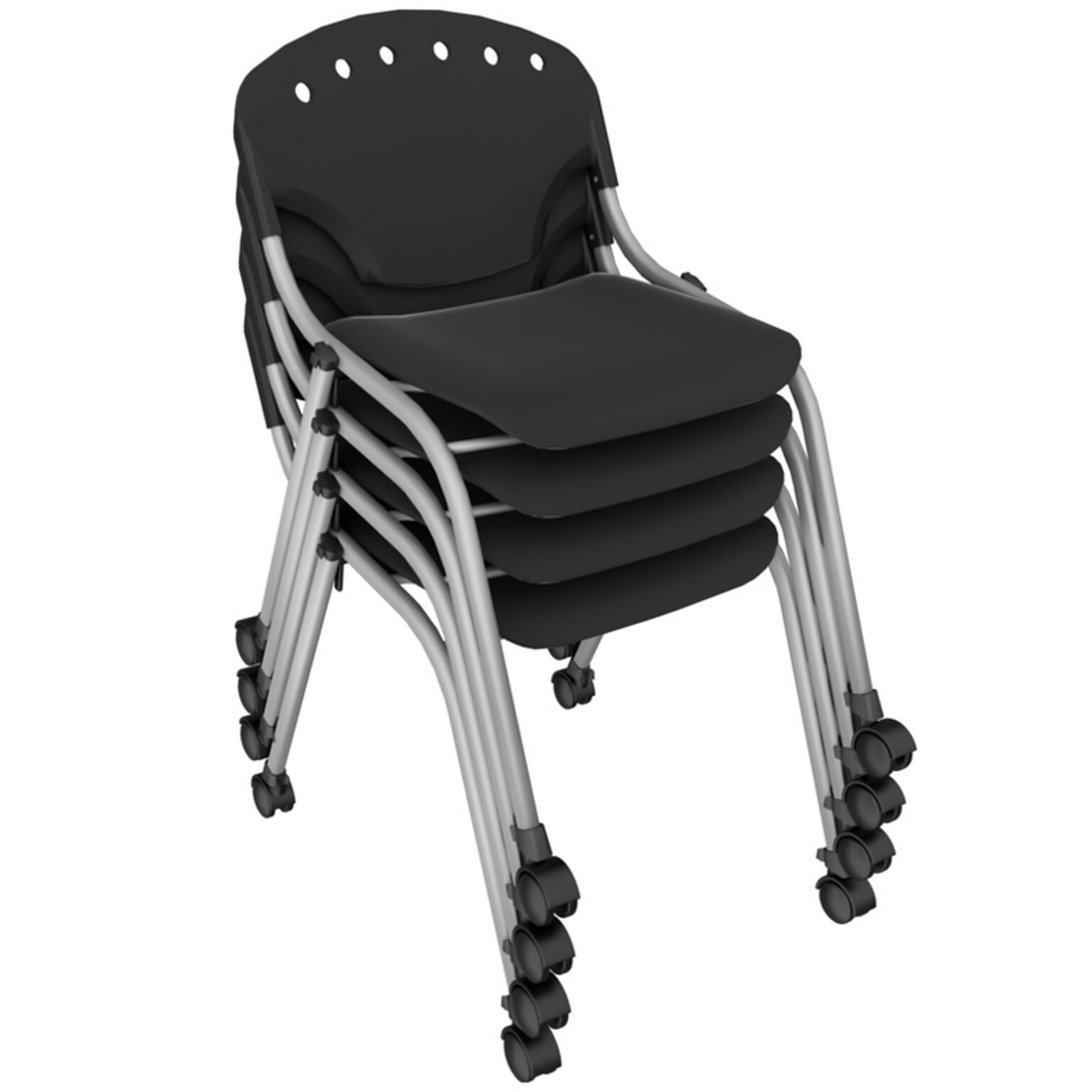Regency Rico Plastic Classroom Training Stacking Chair, Black, 4/Pack (K305-BK-4PK)
