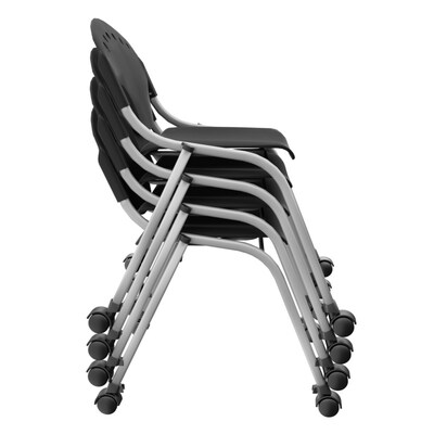 Regency Rico Plastic Classroom Training Stacking Chair, Black, 4/Pack (K305-BK-4PK)