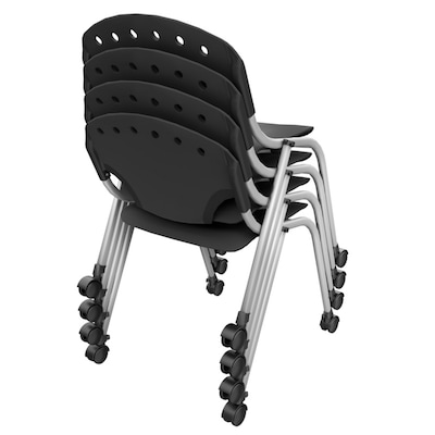 Regency Rico Plastic Classroom Training Stacking Chair, Black, 4/Pack (K305-BK-4PK)