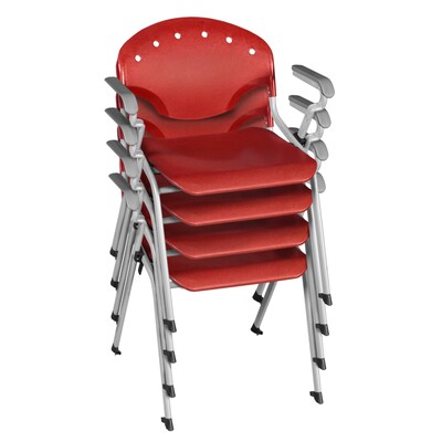 Regency Rico Plastic Classroom Training Stacking Chair, Red, 4/Pack (306-RD-4PK)