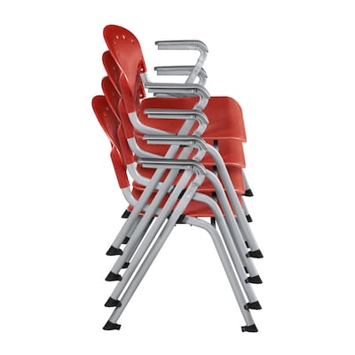 Regency Rico Plastic Classroom Training Stacking Chair, Red, 4/Pack (306-RD-4PK)