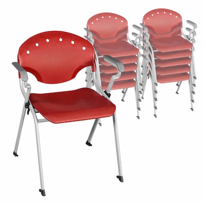 Regency Rico Plastic Classroom Training Stacking Chair, Red, 11/Pack (306-RD-11PK)