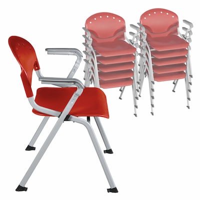 Regency Rico Plastic Classroom Training Stacking Chair, Red, 11/Pack (306-RD-11PK)