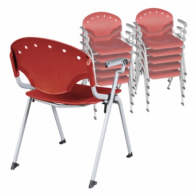 Regency Rico Plastic Classroom Training Stacking Chair, Red, 11/Pack (306-RD-11PK)