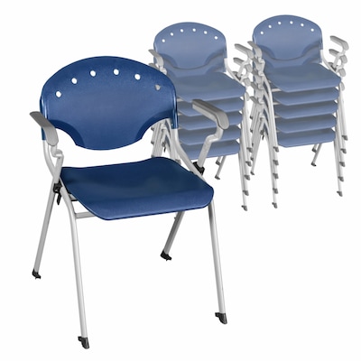 Regency Rico Plastic Classroom Training Stacking Chair, Navy Blue, 11/Pack (306-NV-11PK)