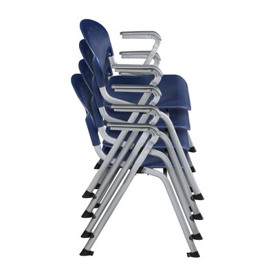 Regency Rico Plastic Classroom Training Stacking Chair, Navy Blue, 4/Pack (306-NV-4PK)