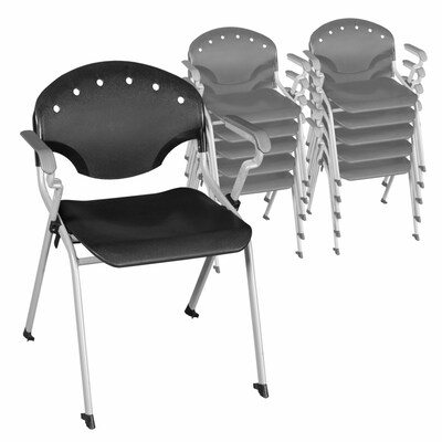 Regency Rico Plastic Classroom Training Stacking Chair, Black, 11/Pack (306-BK-11PK)