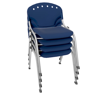 Regency Rico Plastic Classroom Training Stacking Chair, Navy Blue, 4/Pack (305-NV-4PK)