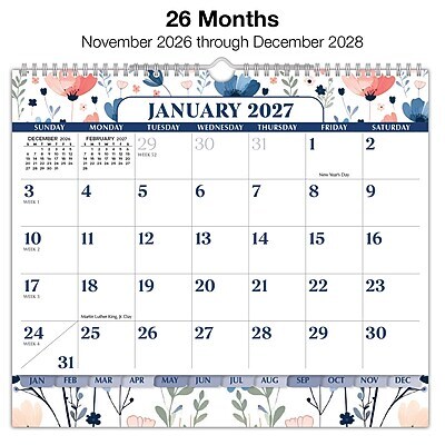 2027 Excello Brands 8.5" x 3.75" Monthly Desk or Wall Calendar, Colorful Botanicals (DKWC-CY27-8511-30)