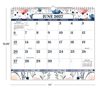 2027 Excello Brands 8.5" x 3.75" Monthly Desk or Wall Calendar, Colorful Botanicals (DKWC-CY27-8511-30)