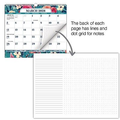 2027 Excello Brands 8.5" x 3.75" Monthly Desk or Wall Calendar, Teal Floral (DKWC-CY27-8511-17)