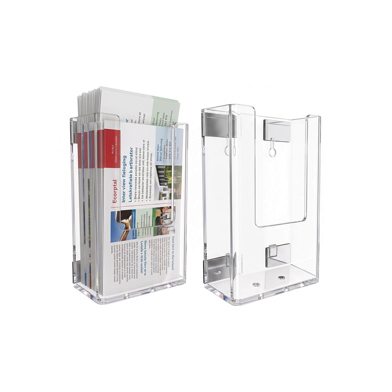 Azar Brochure Holder, Top Loading, Clear Plastic, 2/Pack (252112-M-2PK)