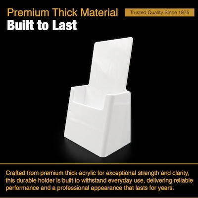 Azar Brochure Holder, Desktop/Countertop, Top Loading, White Plastic, 2/Pack (252012-WHT-2PK)