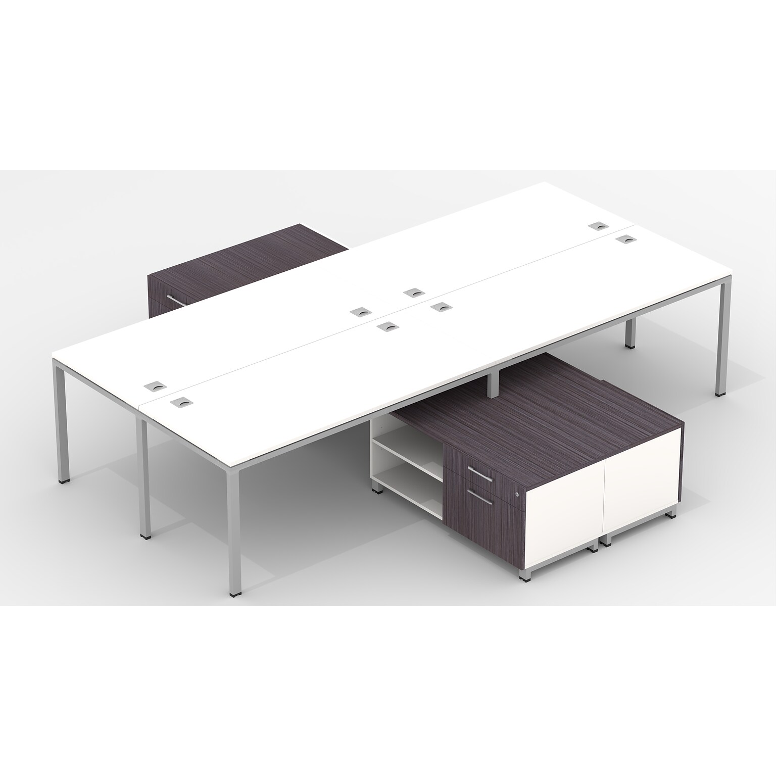 Boss Office Products Simple System 66W Desk with Storage Cabinet, White, 4/Set (SGSD017-202-WT)