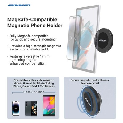 Arkon Mounts Magnetic MagSafe-Compatible Phone Holder with 11-In. Flexible Tripod, Blue/Black (MGSTRIXL)