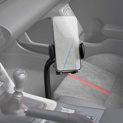 Arkon Mounts eat Rail or Floor Mount with Mega Grip Phone Holder for Cars and Trucks, Black (SM488L22)