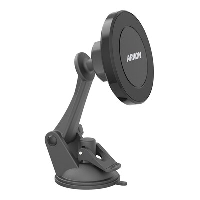 Arkon Mounts Magnetic MagSafe-Compatible Phone Holder with Sticky Suction Mount, Black (MGS179)