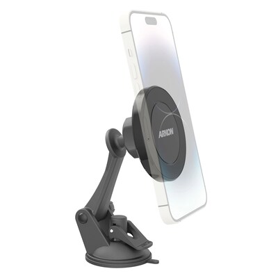 Arkon Mounts Magnetic MagSafe-Compatible Phone Holder with Sticky Suction Mount, Black (MGS179)