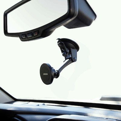 Arkon Mounts Magnetic MagSafe-Compatible Phone Holder with Sticky Suction Mount, Black (MGS179)