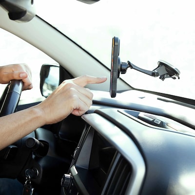 Arkon Mounts Magnetic MagSafe-Compatible Phone Holder with Sticky Suction Mount, Black (MGS179)