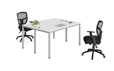 Boss Office Products Simple System 66W Desk, White, 2/Set (SGSD013-202-WT)
