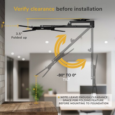Mount-It! Flip-Down Ceiling TV Mount for 23" to 55" TVs, Holds Up to 44 lbs., Black (MI-4225XL)