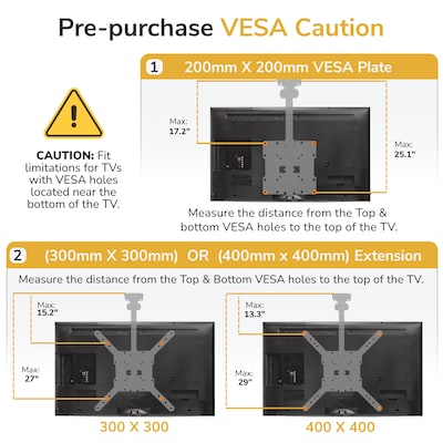 Mount-It! Flip-Down Ceiling TV Mount for 23" to 55" TVs, Holds Up to 44 lbs., Black (MI-4225XL)