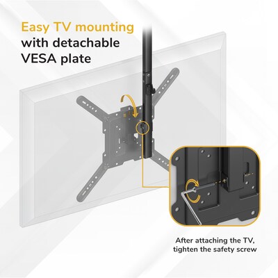 Mount-It! Flip-Down Ceiling TV Mount for 23" to 55" TVs, Holds Up to 44 lbs., Black (MI-4225XL)