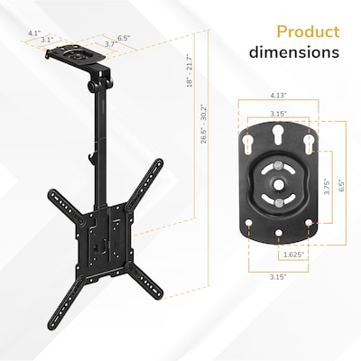 Mount-It! Flip-Down Ceiling TV Mount for 23" to 55" TVs, Holds Up to 44 lbs., Black (MI-4225XL)