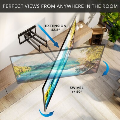 Mount-It! Full-Motion TV Wall Mount with Extra-Long Extension for 43" to 100" TVs, Holds Up to 132 lbs., Black (MI-401)