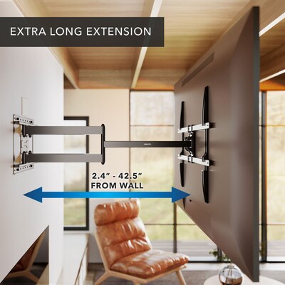 Mount-It! Full-Motion TV Wall Mount with Extra-Long Extension for 43" to 100" TVs, Holds Up to 132 lbs., Black (MI-401)