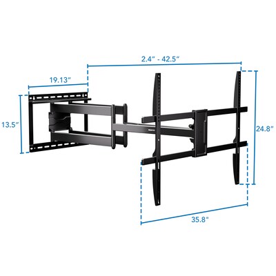 Mount-It! Full-Motion TV Wall Mount with Extra-Long Extension for 43" to 100" TVs, Holds Up to 132 lbs., Black (MI-401)