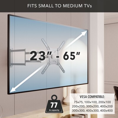 Mount-It! Full-Motion TV Wall Mount with Extra-Long Extension for 23" to 65" TVs, Holds Up to 77 lbs., Black (MI-402)