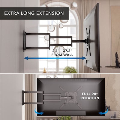 Mount-It! Full-Motion TV Wall Mount with Extra-Long Extension for 23" to 65" TVs, Holds Up to 77 lbs., Black (MI-402)