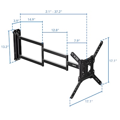 Mount-It! Full-Motion TV Wall Mount with Extra-Long Extension for 23" to 65" TVs, Holds Up to 77 lbs., Black (MI-402)