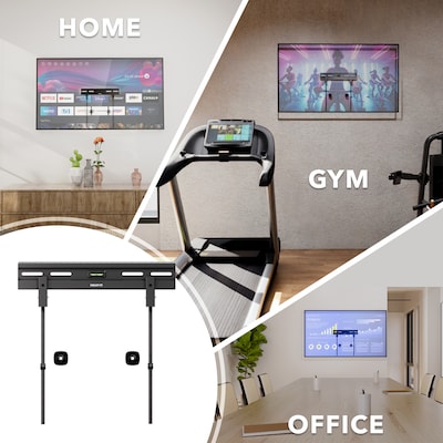 Mount-It! No-Stud Fixed TV Wall Mount for 23 to 65 TVs, Holds Up to 77 lbs., Black (MI-378)