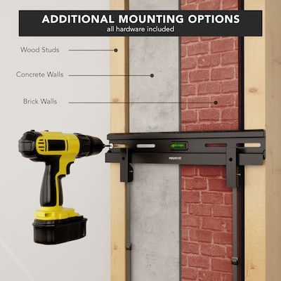 Mount-It! No-Stud Fixed TV Wall Mount for 23" to 65" TVs, Holds Up to 77 lbs., Black (MI-378)