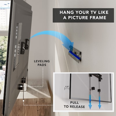 Mount-It! No-Stud Fixed TV Wall Mount for 23" to 65" TVs, Holds Up to 77 lbs., Black (MI-378)